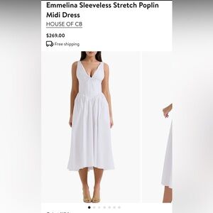 House of CB - White Emmelina Sleeveless Stretch Poplin
Midi Dress